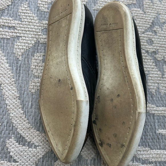 Miu Miu Black Leather Loafers with Silver Toe Caps - Picture 6 of 6